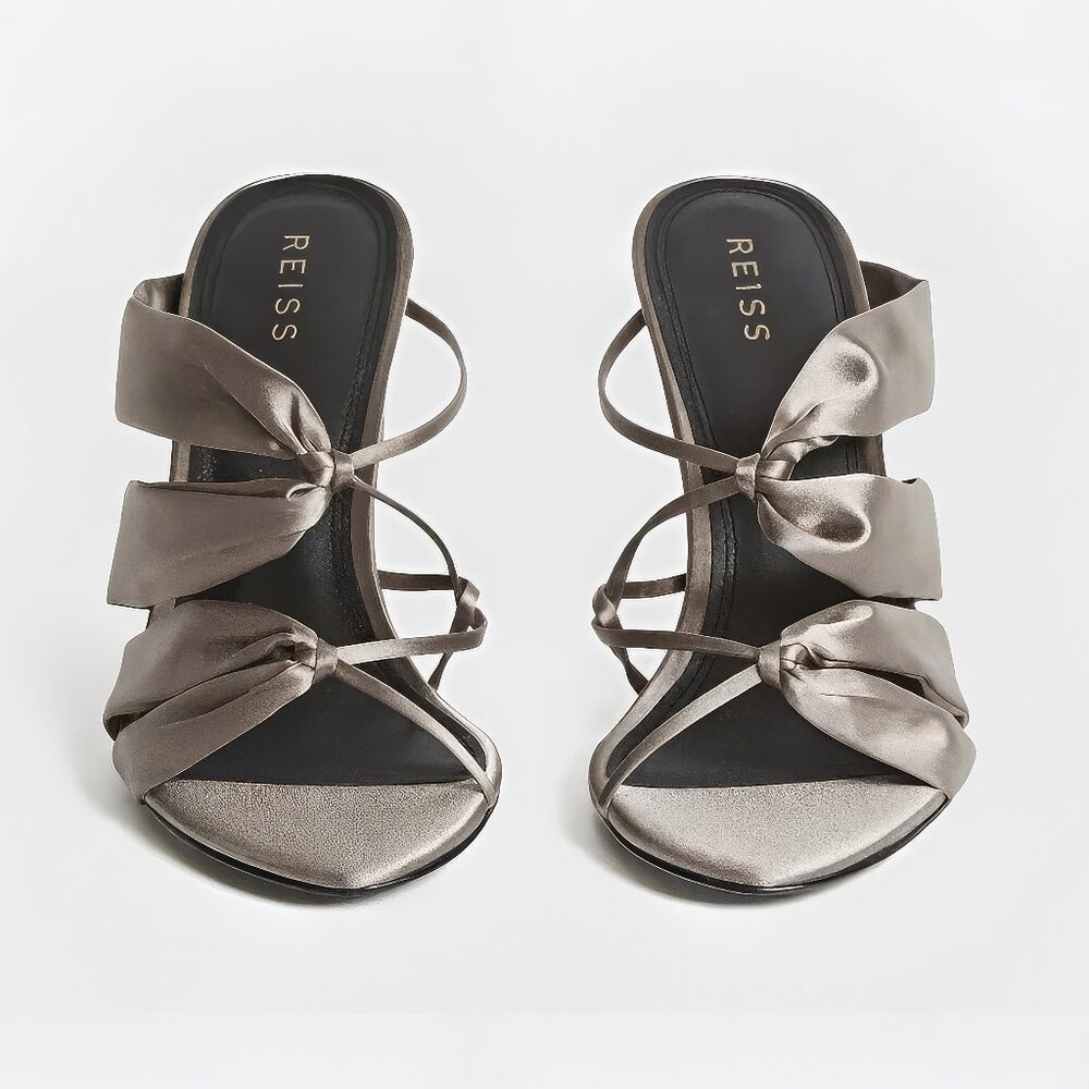 Reiss Monroe satin stiletto heel mules